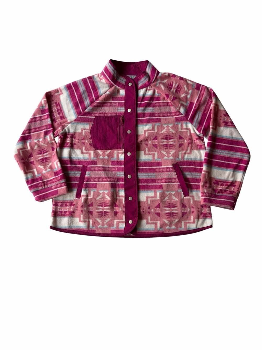 Blue Busa Sierra Trails Aztec Southwestern Fleece Shacket Jacket L NWT